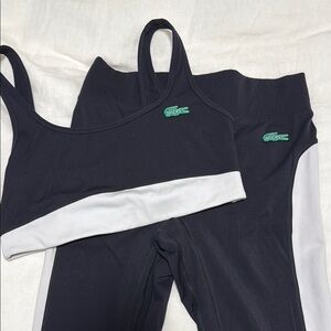 Lacoste x Bandier black and white workout set